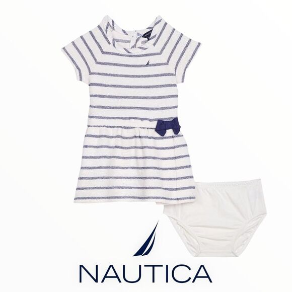 NAUTICA Kids | Ecru/Navy | STRIPES TERRY DRESS - Picture 1 of 3
